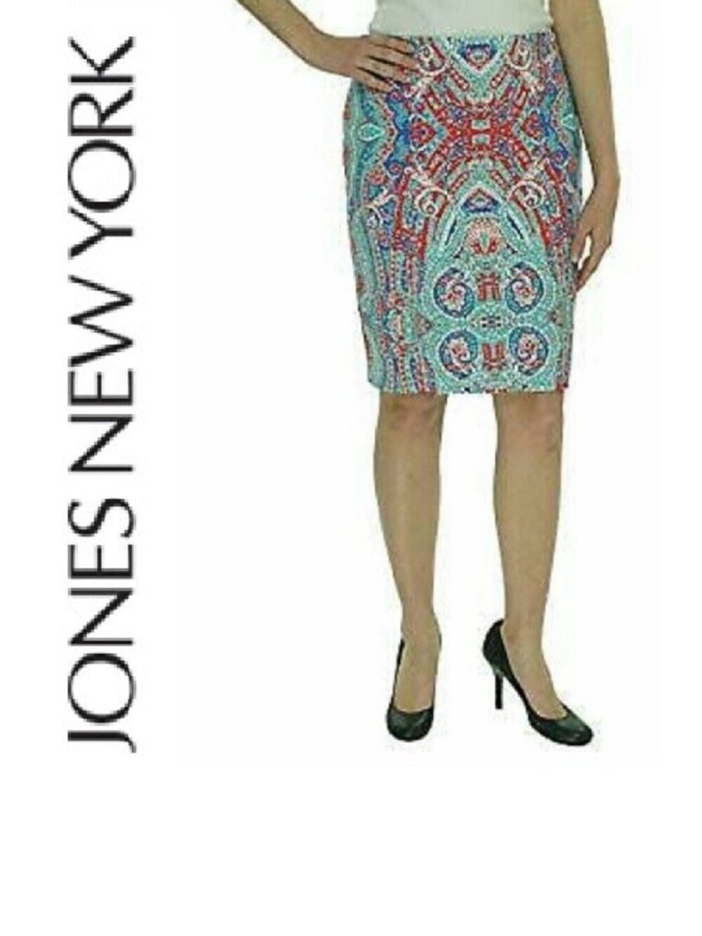 brand new JONES NEW YORK Coral Sea Women's Sz 16 Skirt in Turquoise, Blue, Red